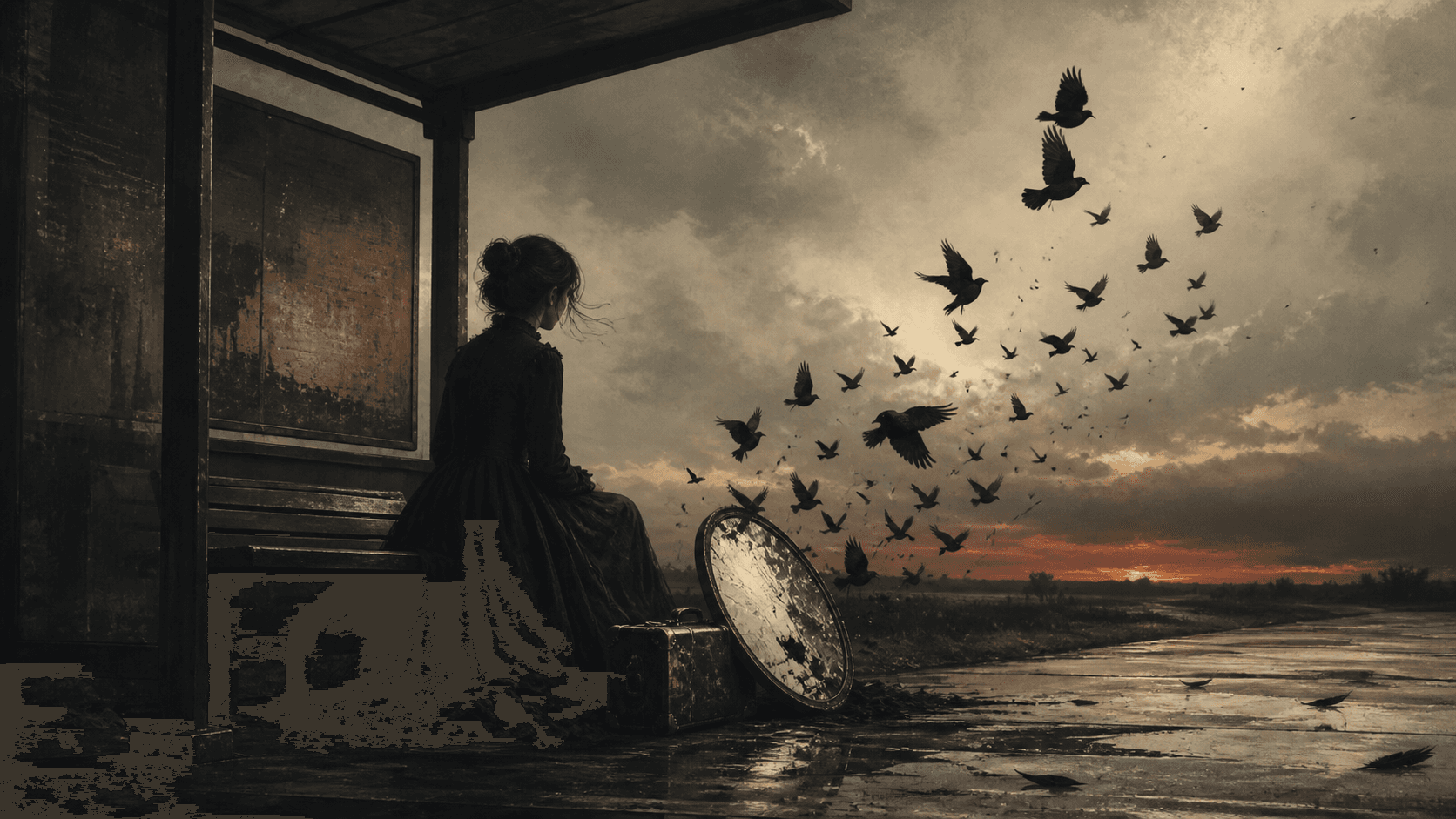Original Haemlet illustration for birds of passage: A forgotten wanderer remembers the spell that granted her popularity by taking her identity, future and only friend.