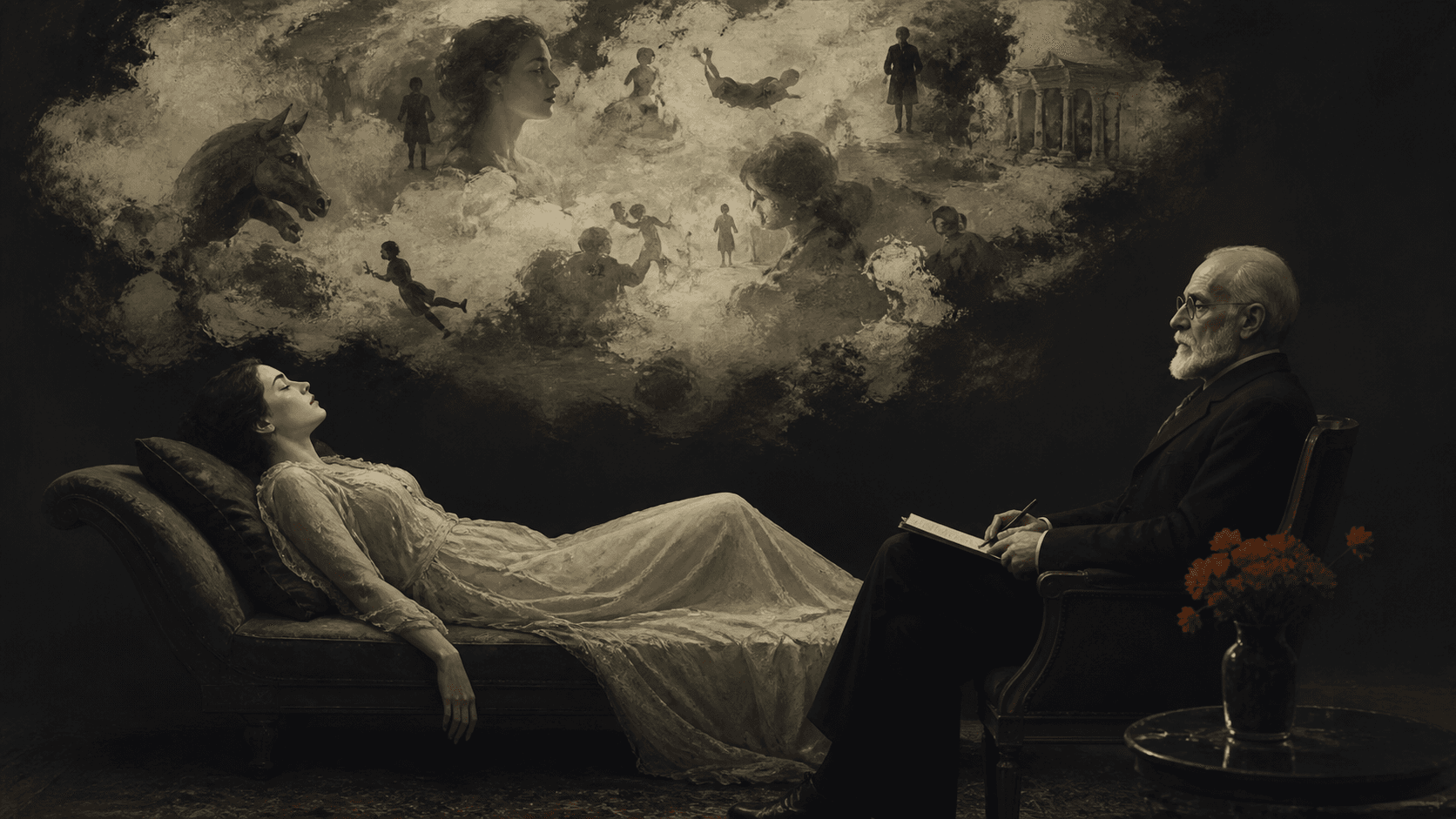 Original Haemlet illustration for corpus delicti: The motivation of all dream content is wish fulfillment - Sigmund Freud*****"Tell me your dreams", "Do tell me you must"! The clanging of the bell which signified the end of...