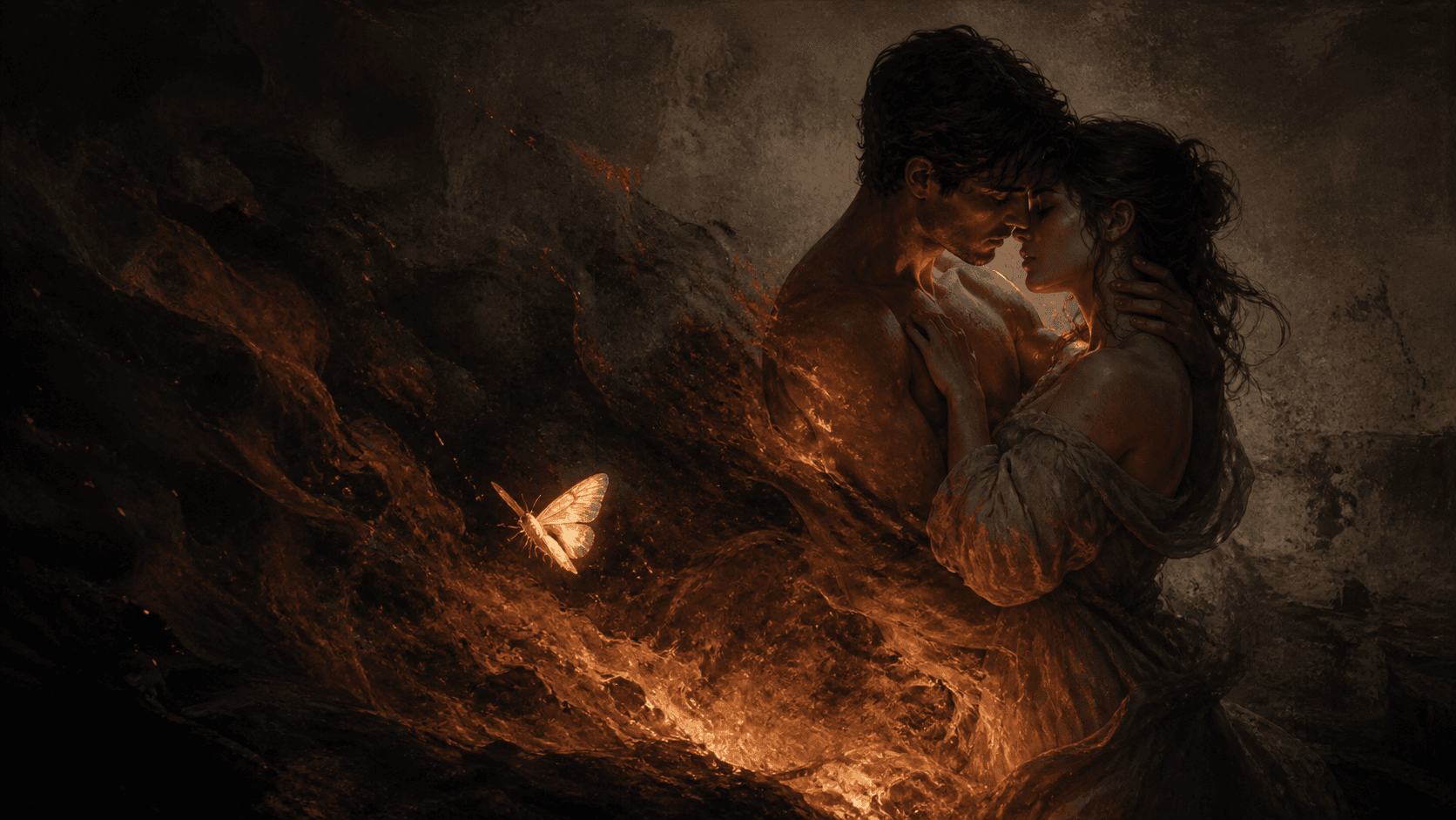 Original Haemlet illustration for passion desire: If passion were a flame of fire, That burned into my soul; I'd be consumed by this inferno, By you who makes me whole. Just like the moth who can't resist, Who's drawn into the...