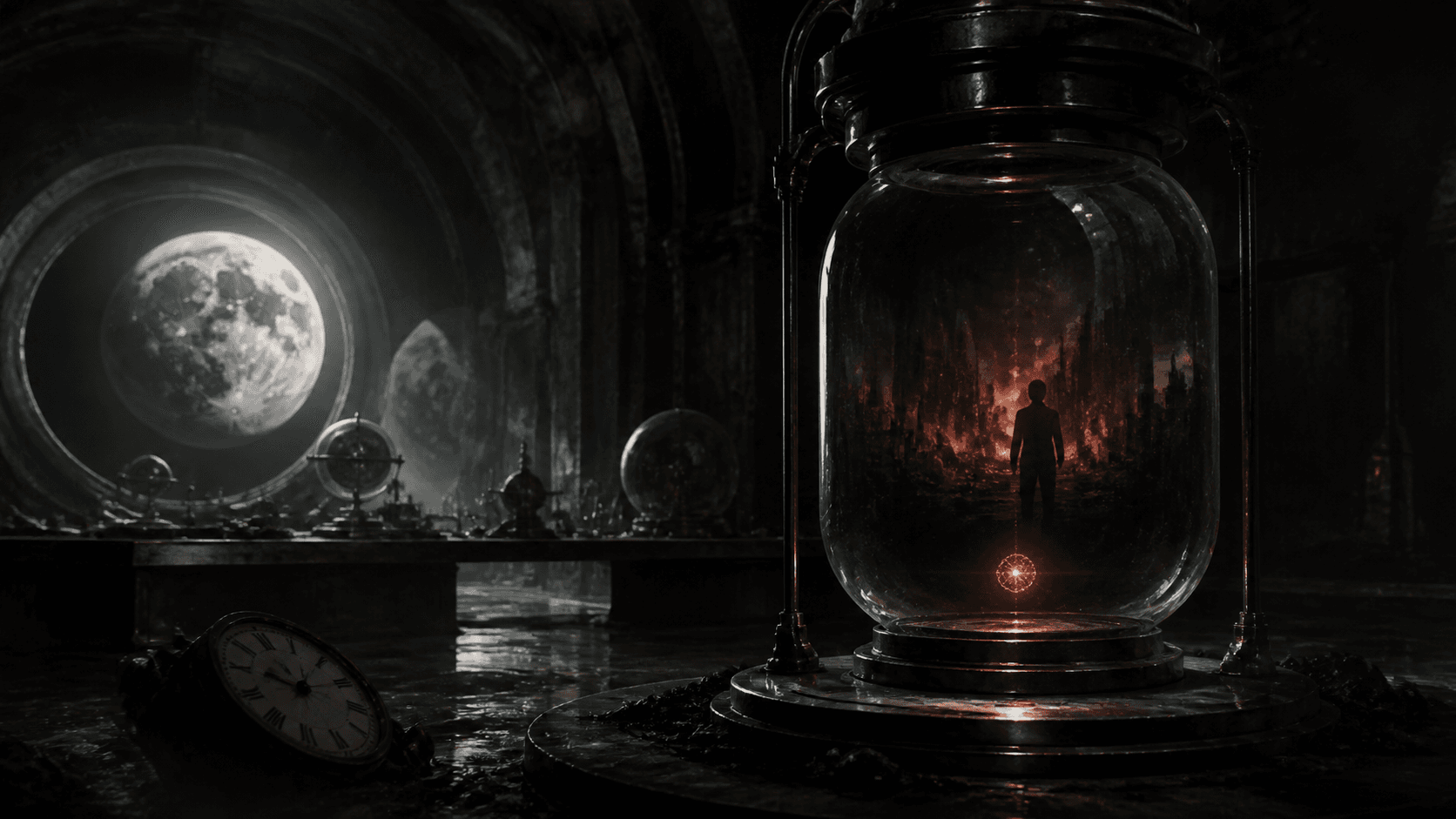 Original Haemlet illustration for the divine particle: Humanity finds another Earth and brings home a particle that turns scientific triumph into extinction.
