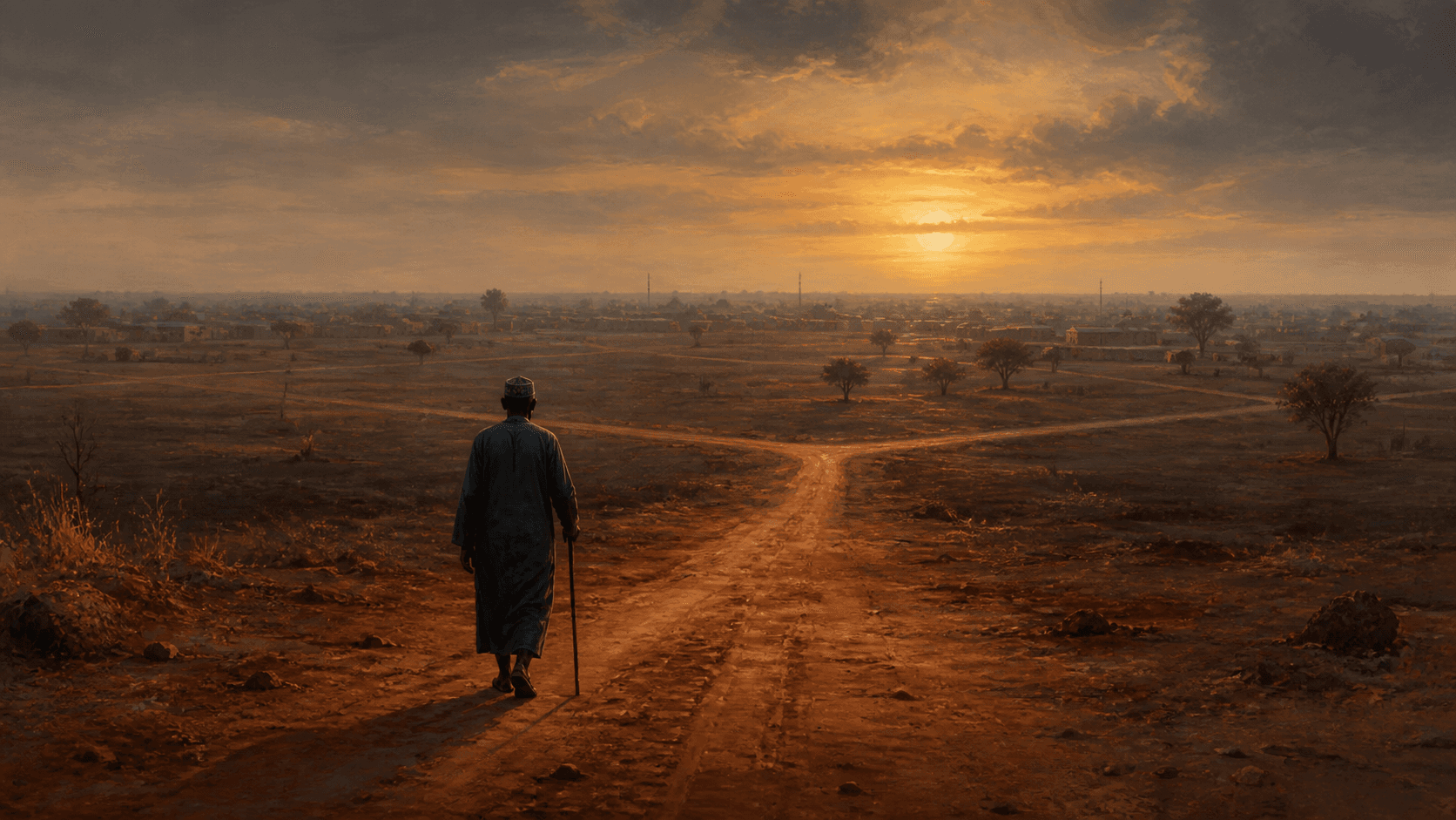 Original Haemlet illustration for the long walk: A man condemned to walk without rest retraces the choice that cost his friends everything.